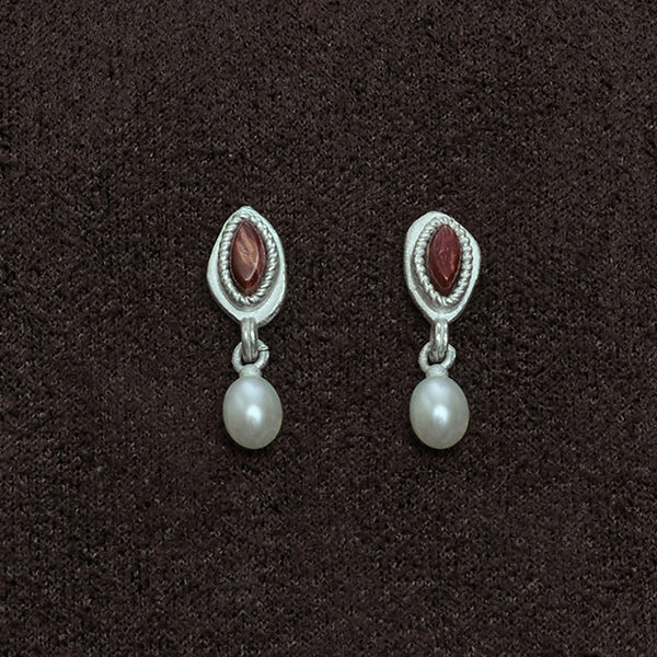 OLIO E ACETO Sterling Silver Lapis Lazuli/Red Snakeskin Jade Pearl Pendant Earrings OLIO-OA13E04-YZZH Red (OA13E05)